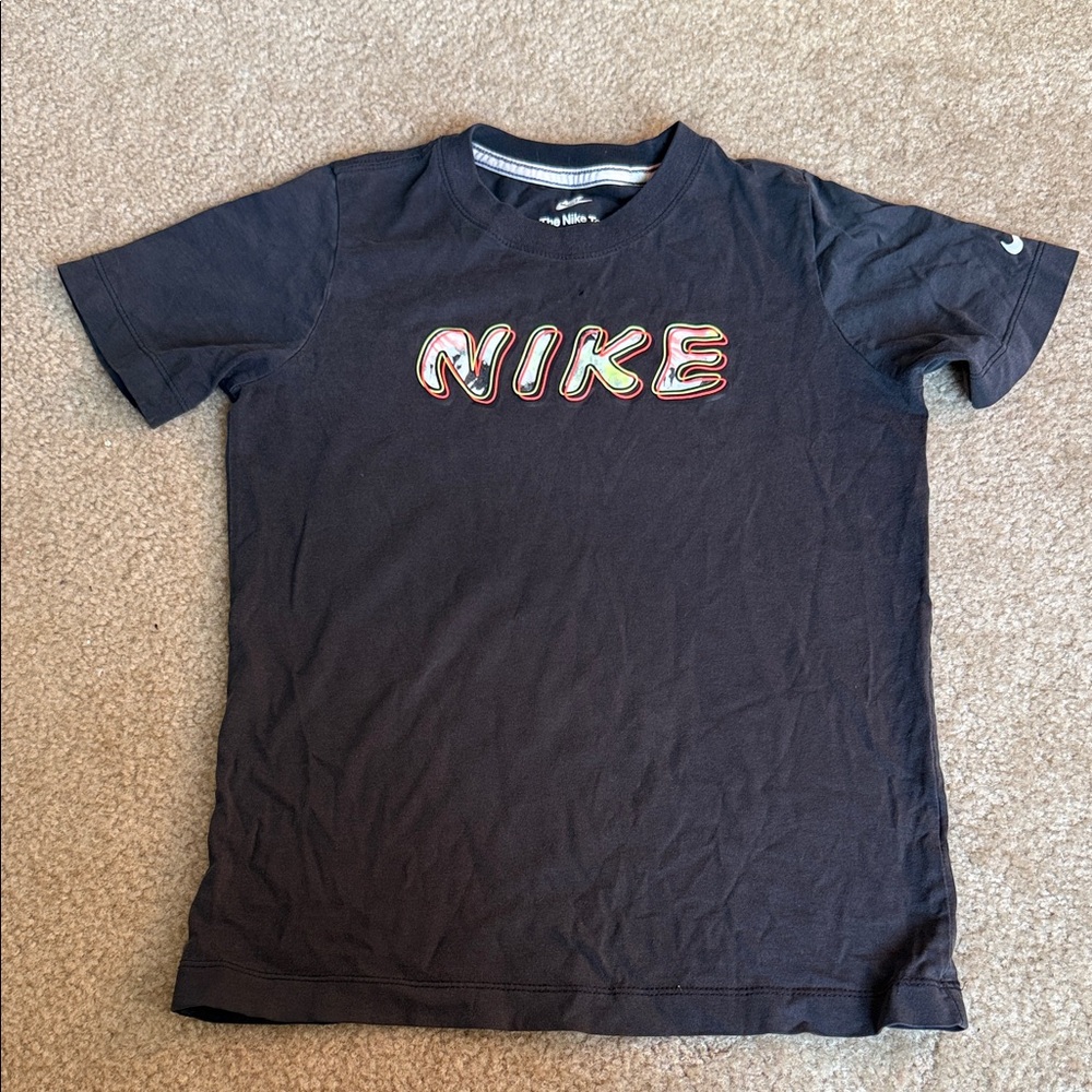 Boys Nike Dark Tee with Vibrant Logo